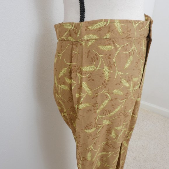 Paris Atelier & other stories Tan Yellow Floral High Waist Wide Leg SZ 6 Pants - Picture 4 of 10